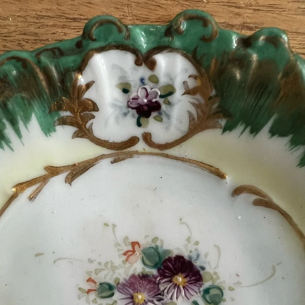 Vintage handpainted oval dish